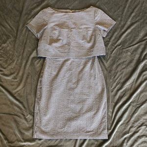 Banana Republic White and Grey Striped Dress